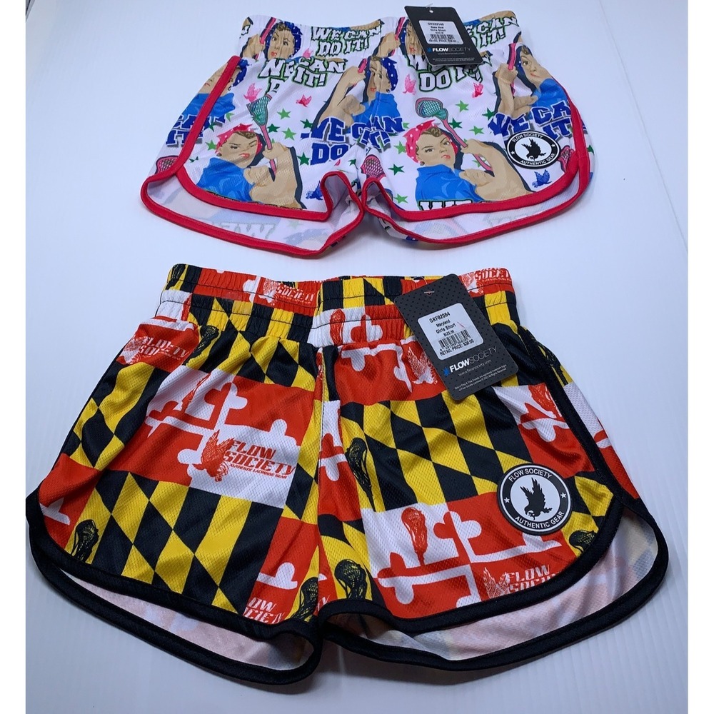Flow Society Girls Size Medium Colorful Print Pull On Active Shorts 2 Pieces NWT
